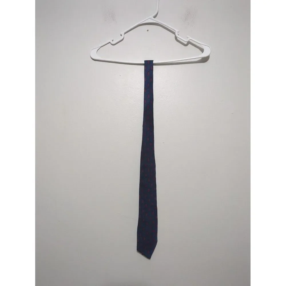 Stafford Mens Navy Blue Red Geometric Medallion Classic Silk Blend Necktie‎